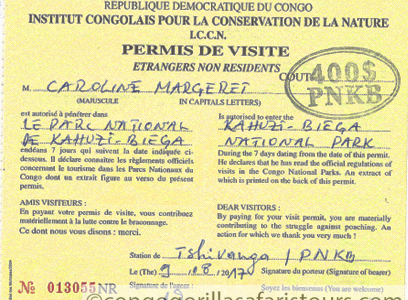 Facts about a Congo Gorilla Trekking permit -Congo Safari News